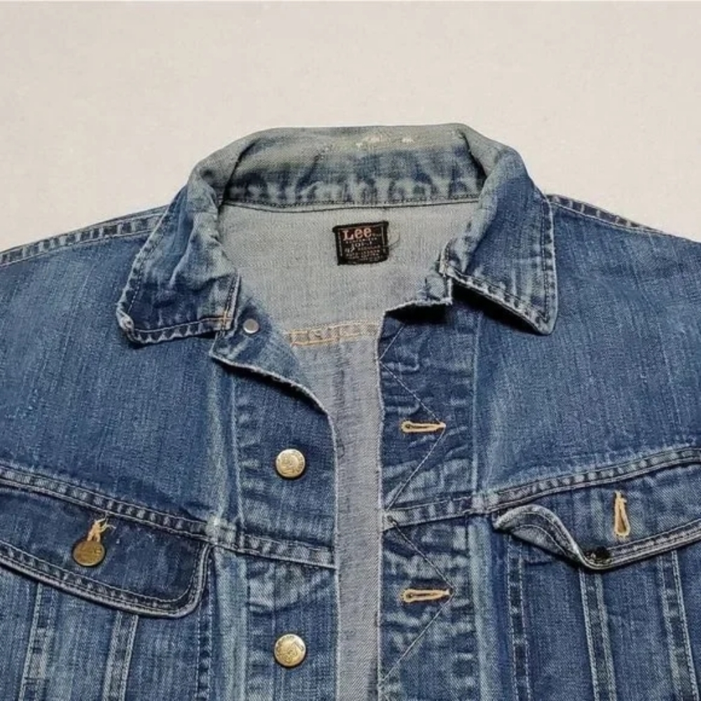 1960s Vintage Lee Sanforized 101-J USA Union Made Distressed Denim Jacket - Picture 3 of 16